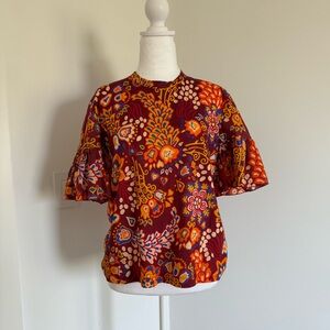 LaDoubleJ flutter sleeve floral printed tshirt top S